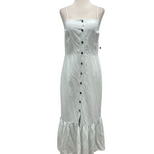 Something Navy Button-Up Teal Chalk Midi Dress Size X-Small